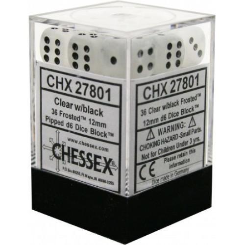 CHX Dice 12mm D6 Clear Black Block